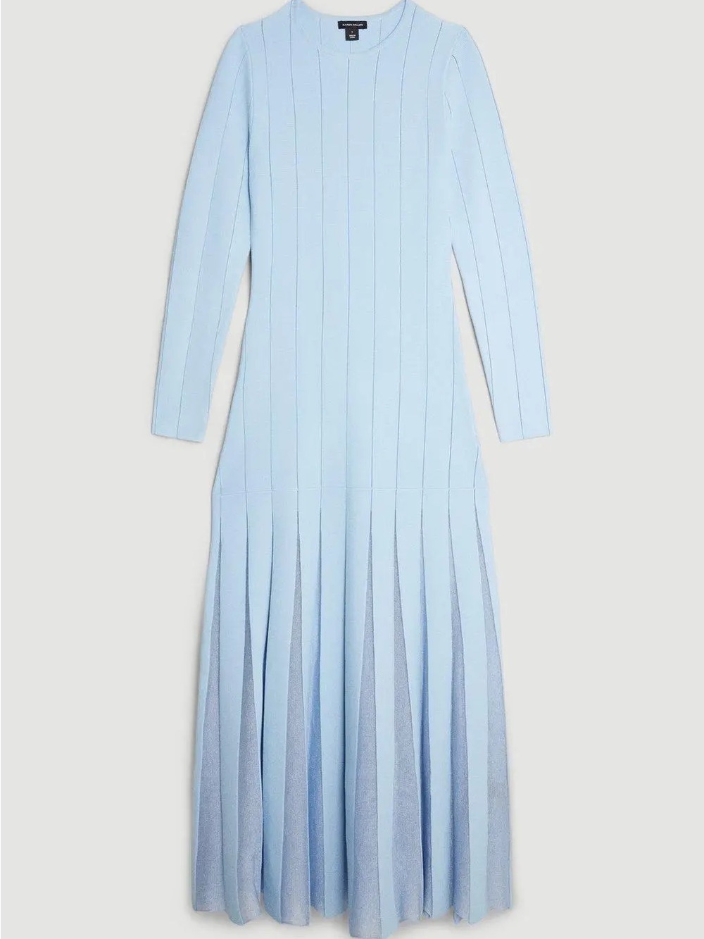 KARENMILLEN VISCOSE BLEND FILAMENT FULL SKIRT KNIT MIDI DRESS IN PALE BLUE - Picture 6 of 6